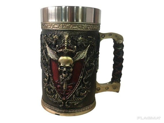 Кружка Чашка 3D Skull Mug Череп Пивная кружка с Гербом Крылатого Черепа | Зображення 4