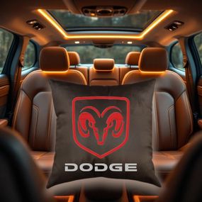 Авто Подушка з вишивкою логотипу марки Dodge додж коричневий автомобілісту 00454