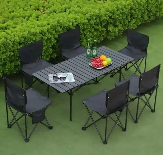 Складной туристический стол 95×55 см + 6 стульев