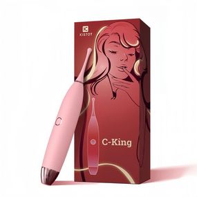 Кліторальний вібратор KISTOY C-King Pink, з двома дод. насадками, потужна прицільна стимуляція Sex Aura