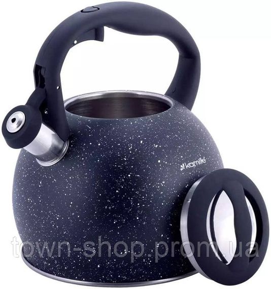 Чайник Kamille Whistling Kettle 3л из нержавеющей стали со свистком (черный гранит) KM-1074BL | Зображення 1