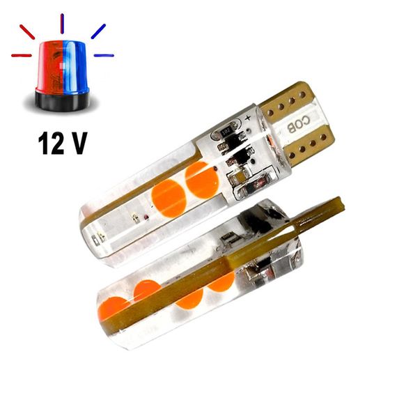 Автолампа Terra T10 / W5W, цоколь W2.1x9.5d, COBх8smd, красно-синий, мигающая, 12V | Зображення 1