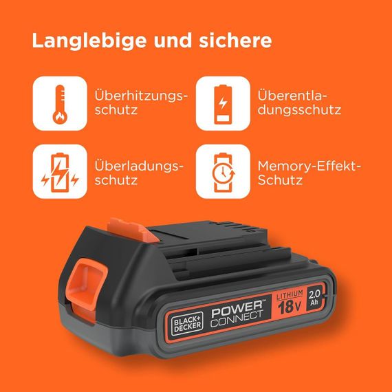 Аккумулятор Black+Decker 18V, 2.0AH, литий-ионный для электроинструментов POWERCONNECT, BL2018-XJ, Li-Ion | Зображення 4