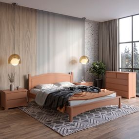 Двоспальне дерев&#039;яне ліжко Mebigrand Мангеттен Н Коричневий (RAL8025) 160х190 см (MBG-3427)