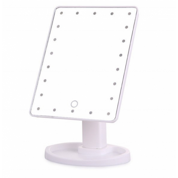Настільне дзеркало для макіяжу Mirror з LED підсвічуванням 22 діода квадратне Біле