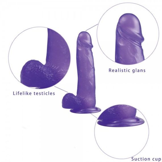 Фалоімітатор з мошонкою - Jelly Studs Crystal Dildo Large 8" Purple Sex Aura | Зображення 3