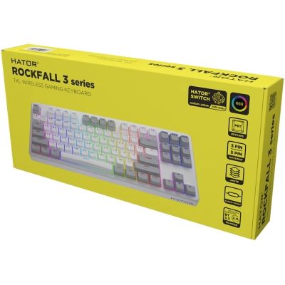 Клавиатура Hator Rockfall 3 Mecha TKL QMK/VIA Orange Wireless White (HTK851UA) | Зображення 6
