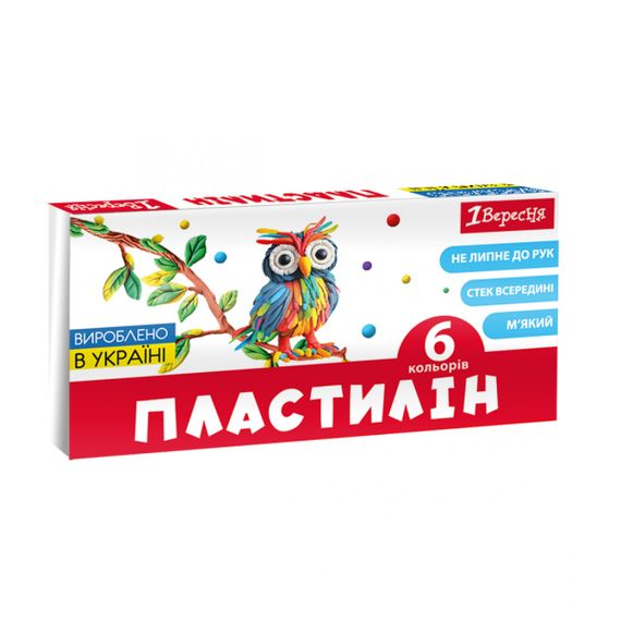 Пластилін 1 Вересня Classic 540653 6 кольорів 120 г