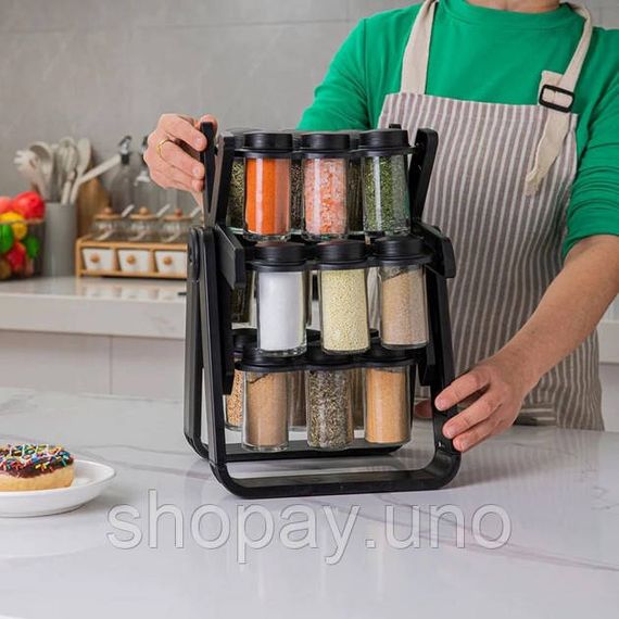 Карусель для специй 360° Spice Rack на 18 баночек · Кухонный органайзер – спецовница на вращающейся подставке | Зображення 2