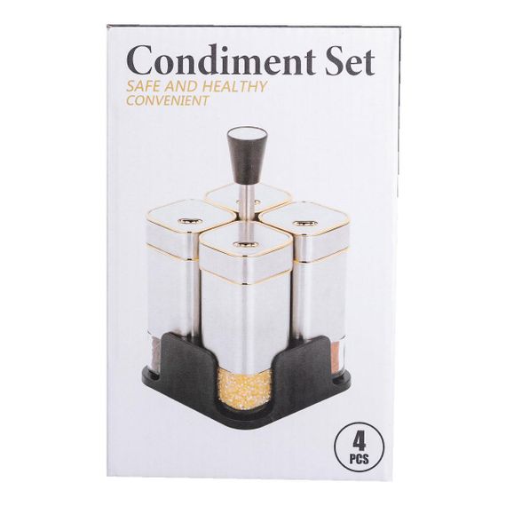 Набор емкостей для специй 4 шт на подставке 120 мл Хром HP-1318 | Зображення 7