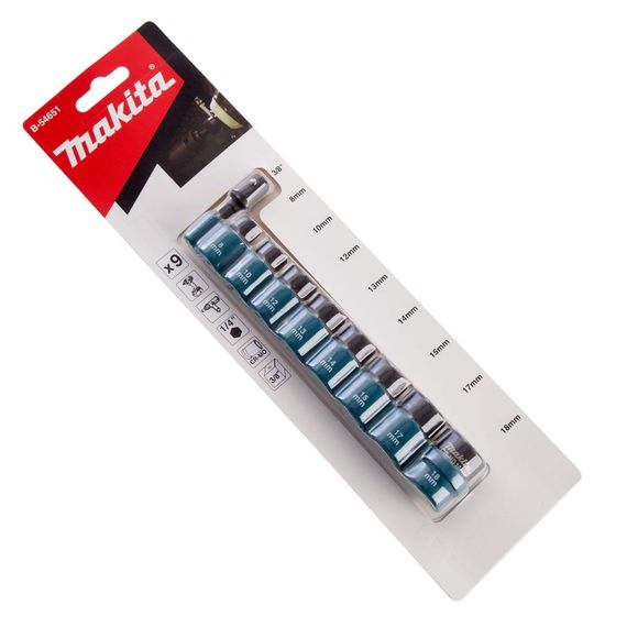Набор головок ударных 3/8" с адаптером 1/4" Makita B-54651 | Зображення 3