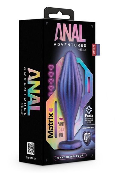 Волнистая анальная пробка Blush Anal Adventures Matrix со стимулирующим дизайном, фиолетовая sexstyle | Зображення 5