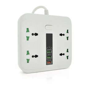 Сетевой фильтр TB-Т18.4 розетки + 2 USB + PD,2м,сечение 3х0.75мм,3000W,White,Box