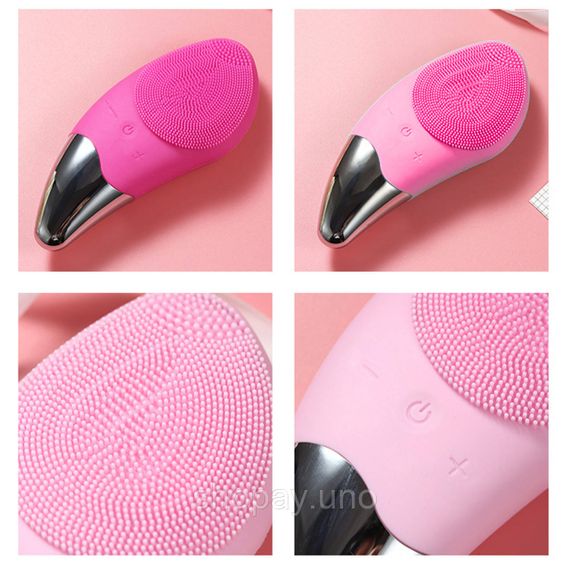 Электрическая силиконовая щетка Sonic Facial Brush Вибро - щеточка массажер для очищения кожи лица и тела | Зображення 2