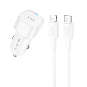 АЗП Borofone BZ34A Cloud PD20W (1USB-C) + кабель Type-C to Lightning White