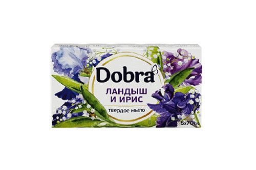 Мыло туалетное твёрдое косметическое 5*70г экопак ТМ Dobra Ландыш и ирис