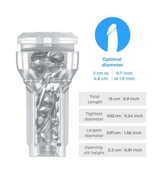 Мастурбатор Kiiroo Feel Pocket Crystal, сумісний з інтерактивною насадкою PowerBlow | Зображення 4