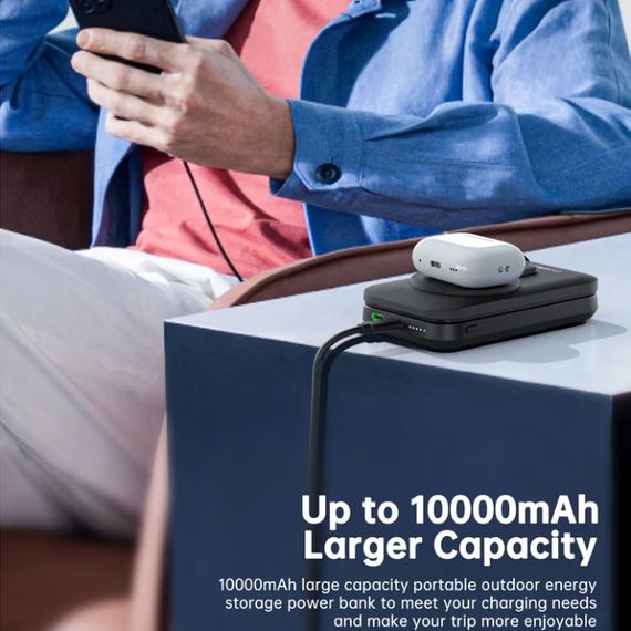УМБ Choetech Magnetic Wireless 10000mAh 20W PD,QC USB-C,USB-LightningQi-2 15W,AppleWatch charg Black | Зображення 4