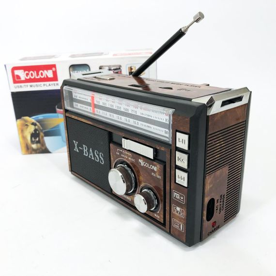 Fm акумуляторний радіоприймач в ретро стилі Golon RX-381, Радіоприймач фм ретро на батарейках DM-16 | Зображення 8