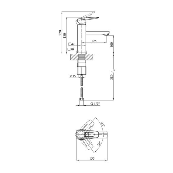 Змішувач для раковини Kroner KRM Kante - C010 (CV023579) | Зображення 1