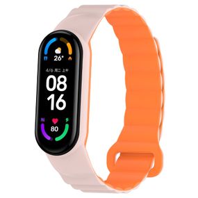 Ремешок Dual-color Magnetic для Xiaomi Mi Band 7/6/5/4/3 Light Pink / Orange