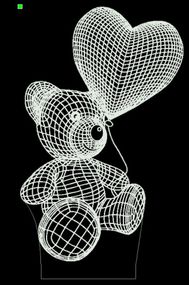 Акриловый светильник-ночник Мишка с сердцем 3 белый tty-n000419