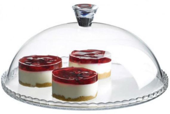 Блюдо Patisserie Ø32см з бортом і зі скляною кришкою-ковпаком