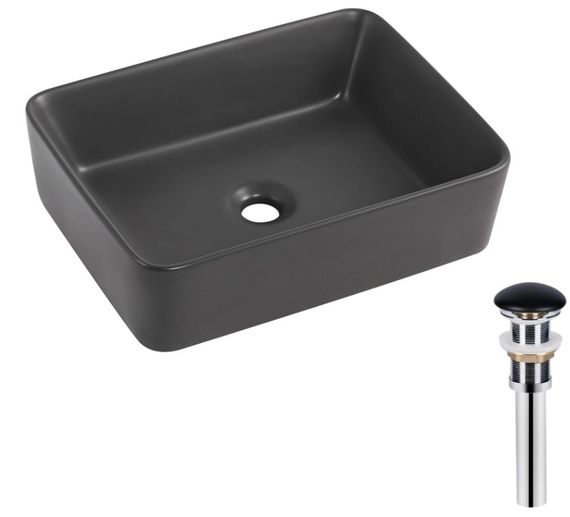 Раковина накладна Qtap Tern Anthracite, прямокутна, з донним клапаном QT17116069AN | Зображення 5