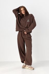 Спортивний теплий костюм з вільним світшотом і штанами - темно-коричневий цвет, ONE SIZE (є розміри)