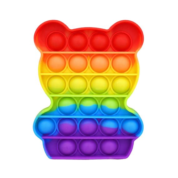 Антистрес-іграшка Ведмедик SL10 POP IT райдужний, 12х9, 5х1, 3 см