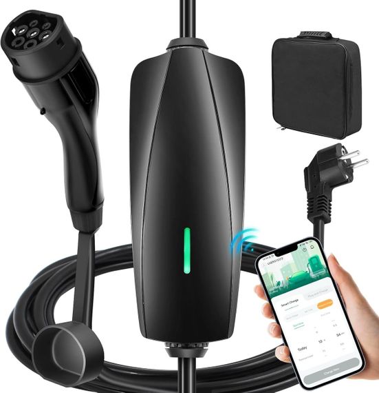 Зарядка для электромобиля Type 2 3.6 кВт, 6 м 8-16A с Wi-Fi Bluetooth с отложенным запуском, зарядная станция