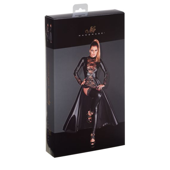Сукня-плащ з мокрим ефектом Noir Handmade F128C Powerwetlook gown coat, L | Зображення 3