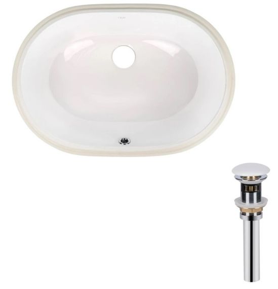 Комплект Qtap Stork: Раковина врізна овальна 570x390x210 мм White + Донний клапан PU02O (QT15116030WN47294)