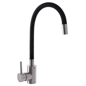 Смеситель кухонный черный с силиконовым изливом Mixxus SUS 011 (SS2798)