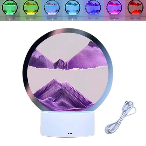 Настольная LED лампа ночник RGB Песочные часы 3D Sandscape. Картина Подвижный песок | Зображення 5