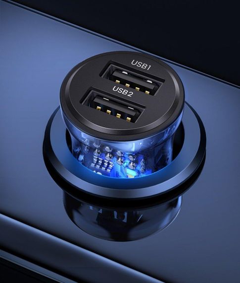 АЗП Usams US-CC162 C31 15W Transparent Dual USB A+A Mini Car Charger | Зображення 3
