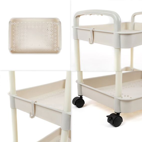 Етажерка мобільна триярусна універсальна пластикова 41х25х72см Слонова кістка SW-00002435 | Зображення 4