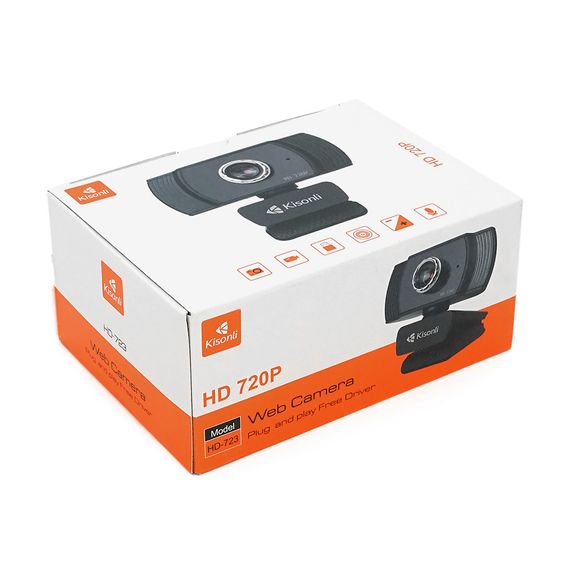 Веб-камера с микрофоном Kisonli HD-723, 720P 30fps, пласт. корпус, Black, BOX | Зображення 3