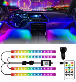 Автомобильная светодиодная ЛЕД подсветка RGB NEON в салон автомобиля, управление пультом