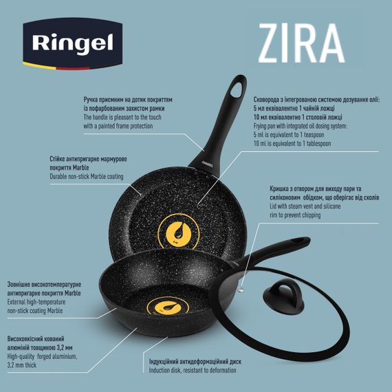 Сковорода RINGEL Zira глубокая с крышкой 28 см (RG-11006-28h) | Зображення 3