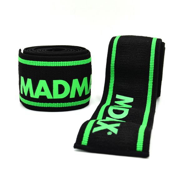 Бинти на коліна MadMax MFA-299 Non slide &amp; slip knee wraps 2.0m Black/Green | Зображення 4