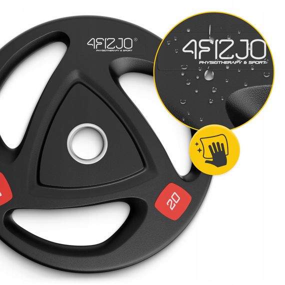 Диск олімпійський 4FIZJO 1 x 20 кг 51 мм металевий, прогумований Black (P-5905973401296) | Зображення 4