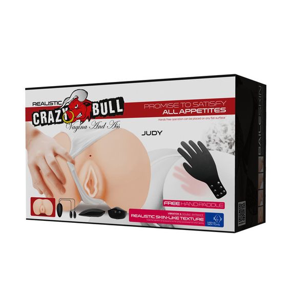 Мастурбатор сідниці з вібрацією Crazy Bull Judy два входи, 23.5 см Sex Aura | Зображення 9