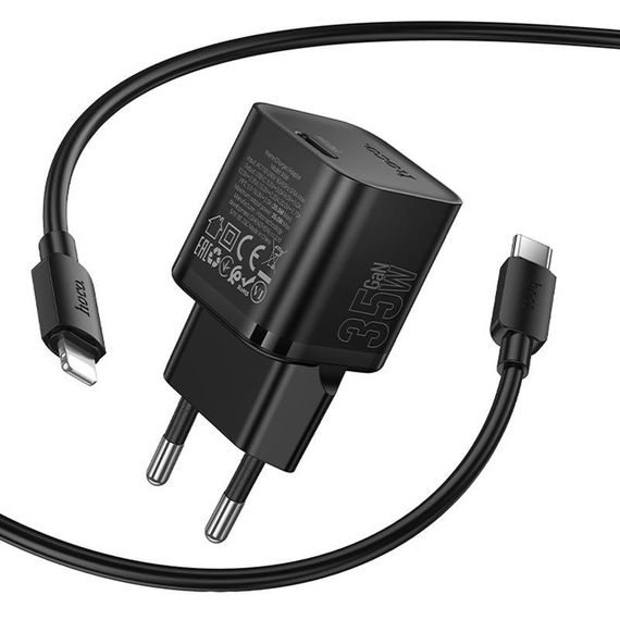 СЗУ Hoco N66 Ingenious PD35W (1USB-C) + кабель Type-C to Lightning Black | Зображення 4