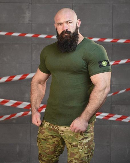 Тактична ХЛОПКОВА футболка NECRONIMICON stone олива НП5217