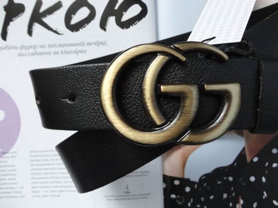 Женский ремень Gucci пряжка бронза черный | Зображення 1