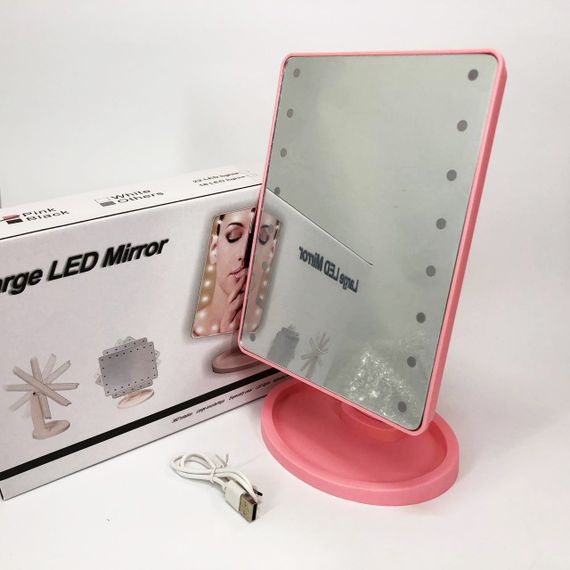 Зеркало для макияжа с 16 LED подсветкой Mirror, косметическое зеркало с подсветкой. Цвет: розовый | Зображення 2