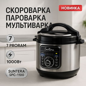 Мультиварка 5л SUNTERA SPC-1100 1000 Вт, Мультиварка для приготовления еды, Скороварка 5л WG-13