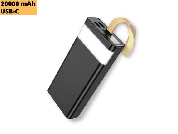 Павербанк зовнішній акумулятор XPRO BJ18 20000 mAh з індикацією зарядки та ліхтариком чорний (32442-01) | Зображення 1