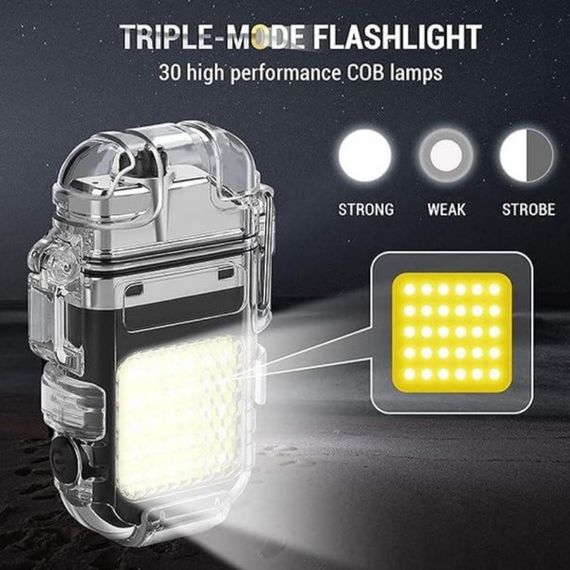 Запальничка спіральна водонепроникна електронна з LED ліхтариком та зарядкою від USB | Зображення 3